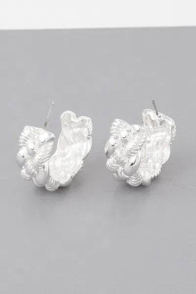 Fashnzfab Braided Twist Hoop Earrings In Silver