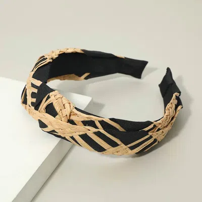 Fashnzfab Braided Woven Knot Headband In Black