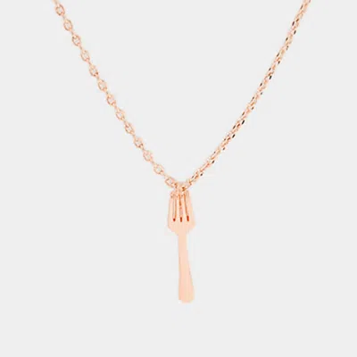 Fashnzfab Brass Fork Pendant Necklace In Gold