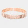 Fashnzfab Brass Metal 4rows Rhinestone Cuff Bracelet Clear, Rose Gold In Multi
