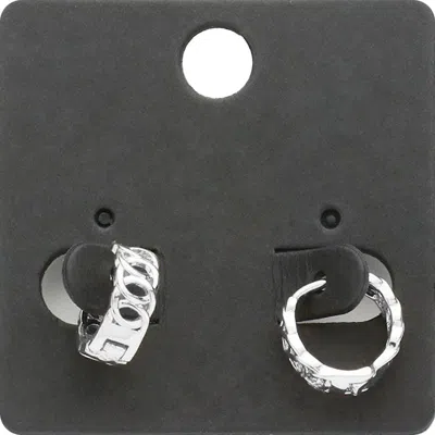 Fashnzfab Brass Metal Chain Huggie Hoop Earrings In Silver