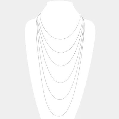 Fashnzfab Brass Metal Chain Multi Layered Bib Necklace In Silver