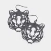 Fashnzfab Brass Metal Cut Out Tiger Dangle Earrings In Gray