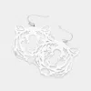Fashnzfab Brass Metal Cut Out Tiger Dangle Earrings In Silver