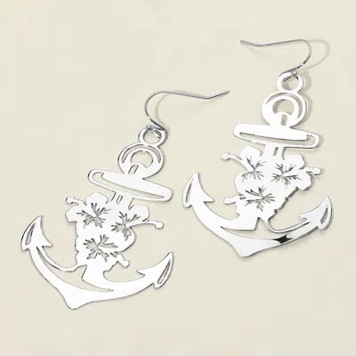Fashnzfab Brass Metal Cutout Anchor Dangle Earrings In Gold