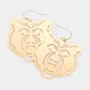 Fashnzfab Brass Metal Cutout Bear Dangle Earrings - Gold In Gold