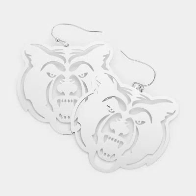 Fashnzfab Brass Metal Cutout Bear Dangle Earrings In Multi