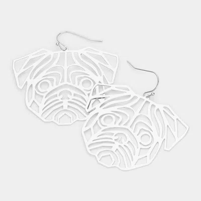 Fashnzfab Brass Metal Cutout Bulldog Dangle Earrings In Metallic