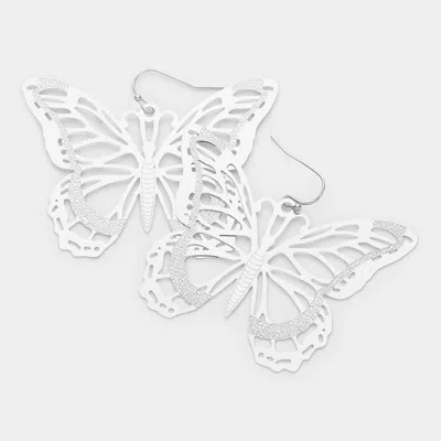 Fashnzfab Brass Metal Cutout Butterfly Dangle Earrings In Multi