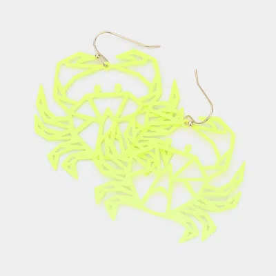 Fashnzfab Brass Metal Cutout Crab Dangle Earrings In Green