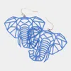 Fashnzfab Brass Metal Cutout Elephant Dangle Earrings - Blue In Blue