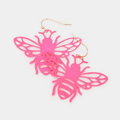Fashnzfab Brass Metal Cutout Honey Bee Dangle Earrings In Multi