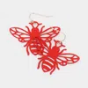 Fashnzfab Brass Metal Cutout Honey Bee Dangle Earrings In Red
