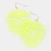 Fashnzfab Brass Metal Cutout Lion Dangle Earrings - Neon, Yellow In Green