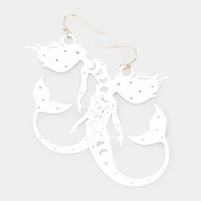 Fashnzfab Brass Metal Cutout Mermaid Dangle Earrings In Metallic