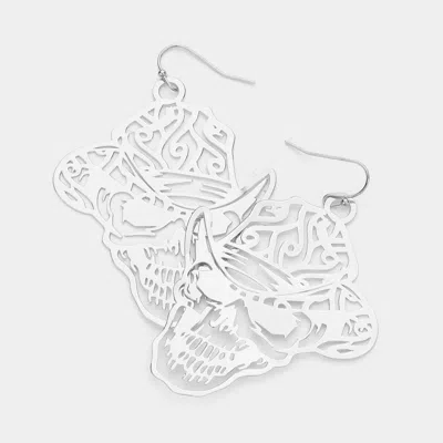 Fashnzfab Brass Metal Cutout Skull Dangle Earrings In Multi