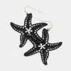 Fashnzfab Brass Metal Cutout Starfish Dangle Earrings - Black In Black
