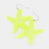 Fashnzfab Brass Metal Cutout Starfish Dangle Earrings - Neon, Yellow In Green