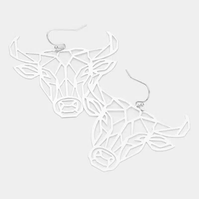 Fashnzfab Brass Metal Cutout Steer Head Dangle Earrings In Metallic