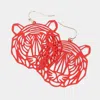 Fashnzfab Brass Metal Cutout Tiger Dangle Earrings - Red In Red