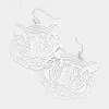 Fashnzfab Brass Metal Cutout Tiger Dangle Earrings - Rhodium In Silver