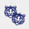 Fashnzfab Brass Metal Cutout Tiger Dangle Earrings In Blue