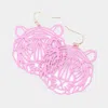 Fashnzfab Brass Metal Cutout Tiger Dangle Earrings In Pink