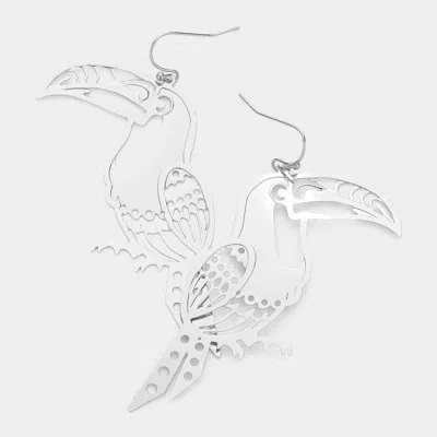 Fashnzfab Brass Metal Cutout Toucan Dangle Earrings In Multi