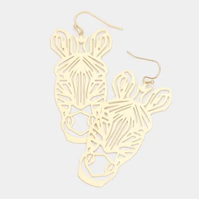 Fashnzfab Brass Metal Cutout Zebra Dangle Earrings In Multi
