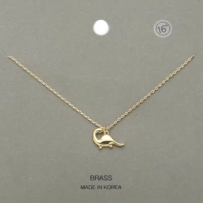 Fashnzfab Brass Metal Dinosaur Pendant Necklace In Gold