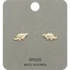 Fashnzfab Brass Metal Dinosaur Stud Earrings In Gold