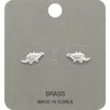 Fashnzfab Brass Metal Dinosaur Stud Earrings In Multi