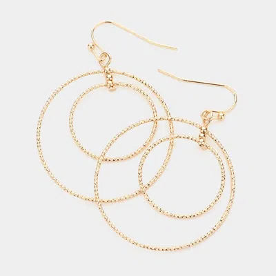 Fashnzfab Brass Metal Double Open Circle Dangle Earrings In Gold