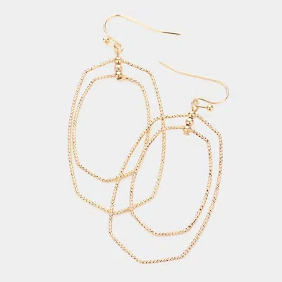 Fashnzfab Brass Metal Double Open Hexagon Dangle Earrings In Gold
