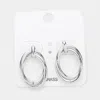 Fashnzfab Brass Metal Double Open Oval Layered Earrings In Multi