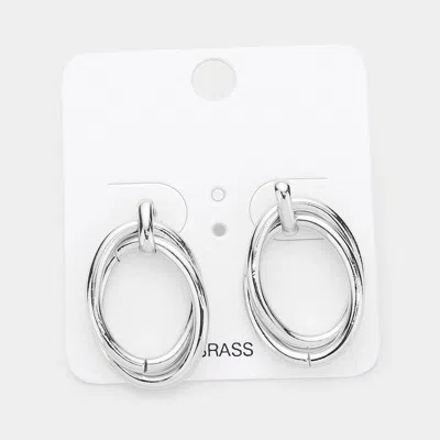 Fashnzfab Brass Metal Double Open Oval Layered Earrings In Multi