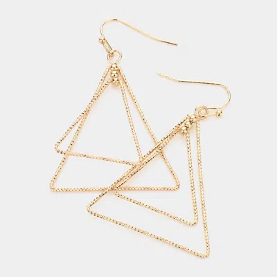 Fashnzfab Brass Metal Double Open Triangle Dangle Earrings In Gold