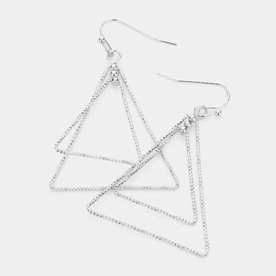 Fashnzfab Brass Metal Double Open Triangle Dangle Earrings In Metallic