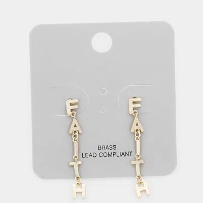 Fashnzfab Brass Metal Faith Link Earrings In Gold