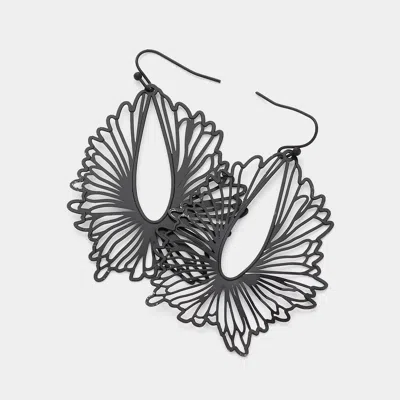 Fashnzfab Brass Metal Filigree Abstract Dangle Earrings In Black