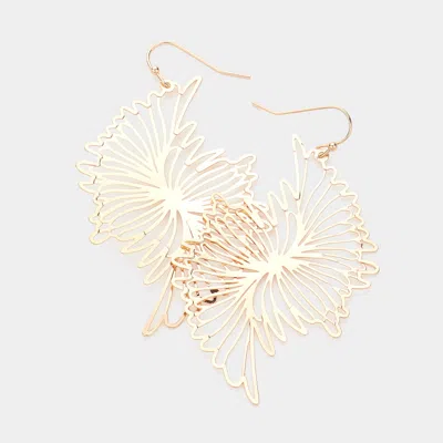 Fashnzfab Brass Metal Filigree Abstract Dangle Earrings In Gold