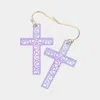Fashnzfab Brass Metal Filigree Cross Dangle Earrings - Lavender In Purple