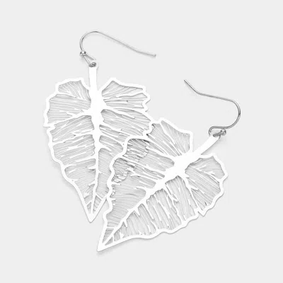Fashnzfab Brass Metal Filigree Leaf Dangle Earrings 1.25" In Multi