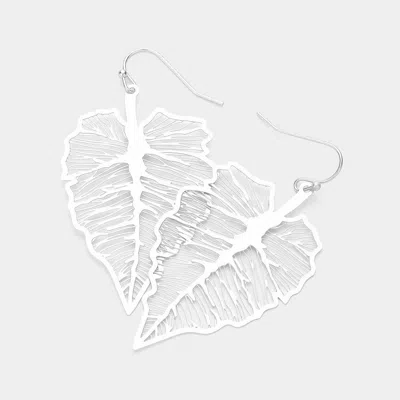 Fashnzfab Brass Metal Filigree Leaf Dangle Earrings In Metallic