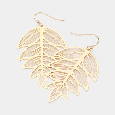 Fashnzfab Brass Metal Filigree Leaf Dangle Earrings In Multi