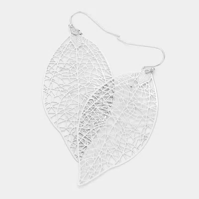 Fashnzfab Brass Metal Filigree Leaf Earrings In Metallic