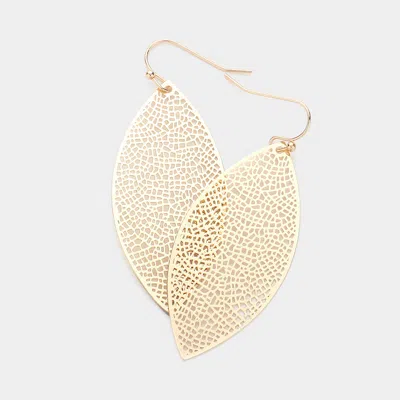 Fashnzfab Brass Metal Filigree Marquise Dangle Earrings In Gold