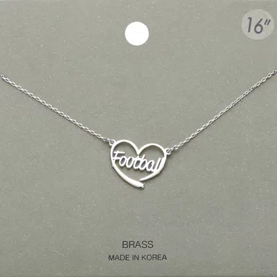 Fashnzfab Brass Metal Football Heart Pendant Necklace In Silver