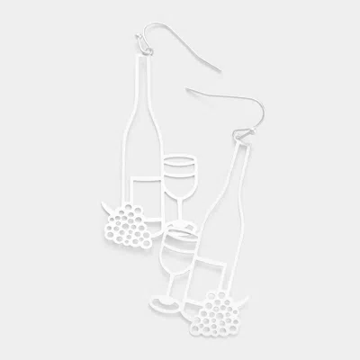 Fashnzfab Brass Metal Grape Champagne Dangle Earrings In Silver