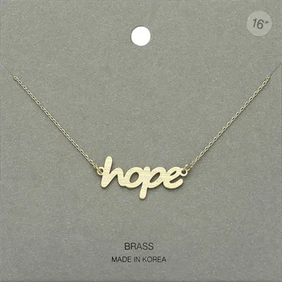 Fashnzfab Brass Metal Hope Pendant Necklace In Metallic
